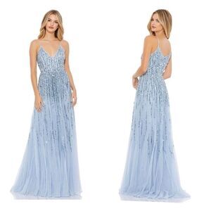Mac Duggal 93566 Fusion Blue Embellished Sleeveless Column Gown Size 6 NWT
